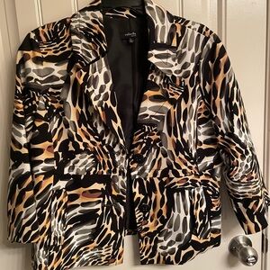 Rafaella Women's Animal Print Blazer - Black, Brown, White